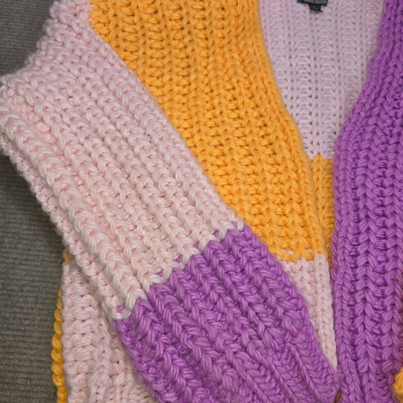 Wild Fable Color Block Knit Open Front Chunky Cable Cardigan Sweater - Picture 2 of 14